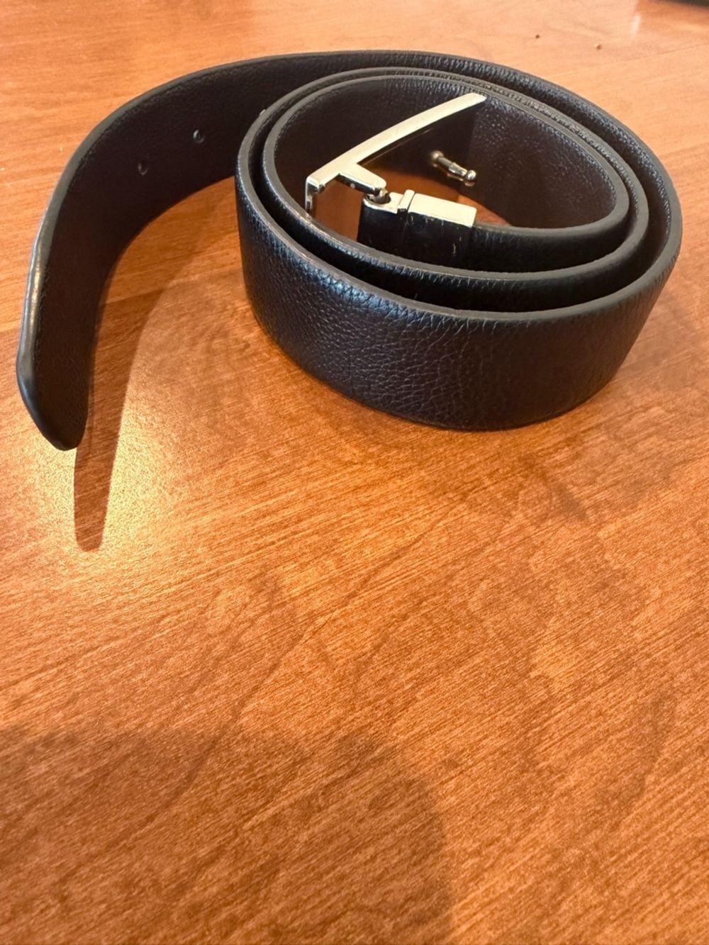 Classic Black Reversible Cow Hide Leather Belt with Silver Buckle